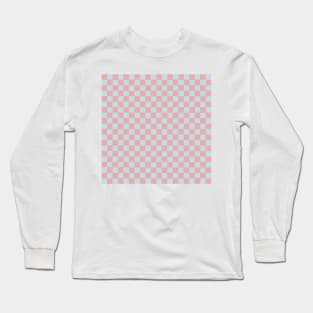 Wonky Checkerboard, Pink and Blue Long Sleeve T-Shirt